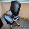 Allseating Os Black Leather & Silver High Back Office Task Chair